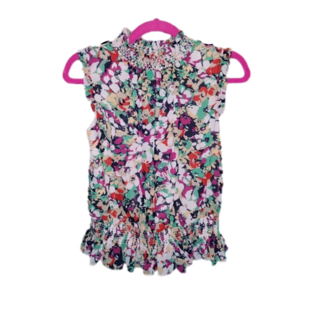 J Crew floral printed sleeveless blouse women's size 0